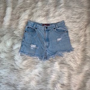 Distressed Cutoff Denim Jean Shorts